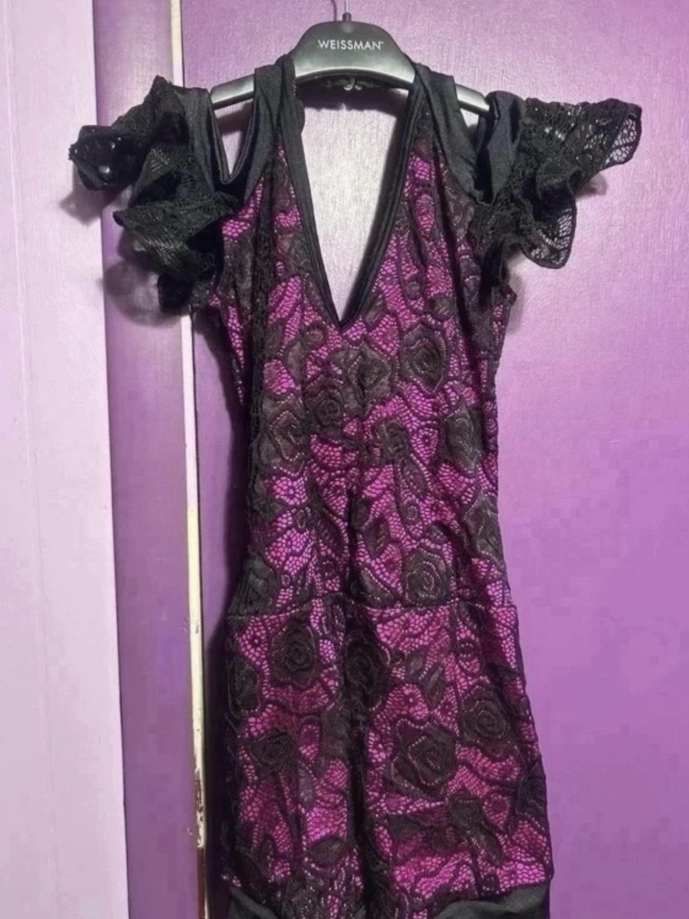 Weissman Purple and Black Lace Dance Costume